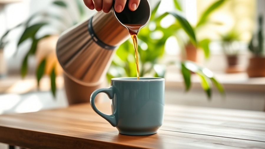 Close-up of pouring over coffee at home with plants