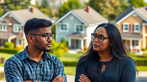 Contemplative analysis of housing market price declines, stock overlay.