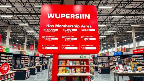 Costco membership display with pricing and counters, highlighting new shopping hours policy.