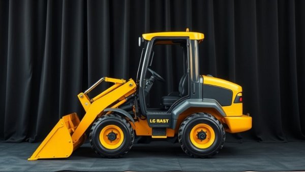 Yellow and black mini loader attachment for microtrenching, indoor.