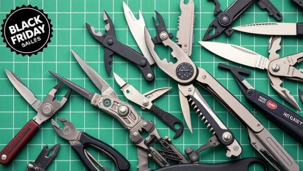 Early Black Friday multitool deals on a grid background