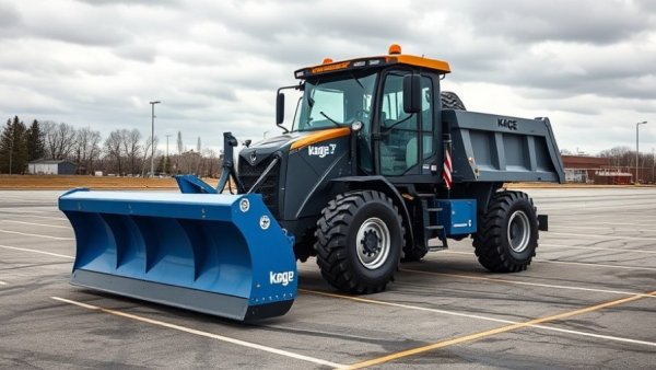 Kage SnowStorm Blast steel snow pusher on a construction vehicle.
