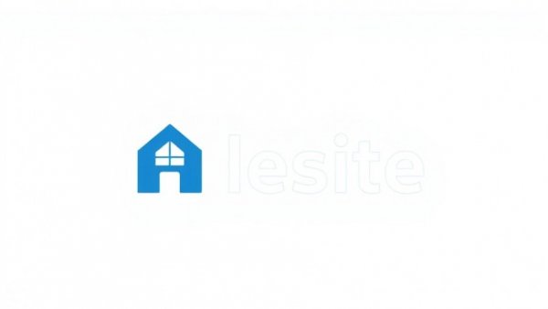 Modern real estate logo with blue house symbol, clean design.