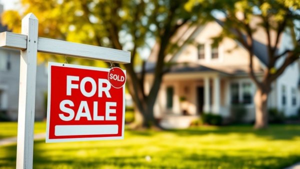 Real estate 'Sold' sign in front of house and yard, STR Depreciation Loophole.