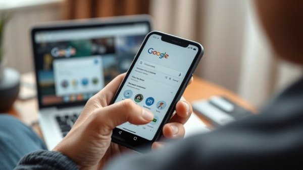 Exploring Google's role in real estate on a smartphone and laptop.