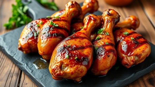 Grilled chicken drumsticks with herbs, Four Ingredient Grilling Recipes.