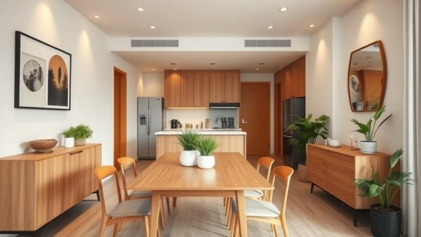 Small space living design in modern apartment with minimal decor.