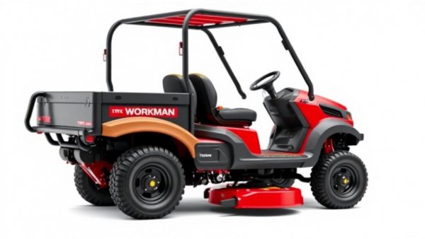 Sleek Toro Workman LTX utility vehicle in red and gray tones.
