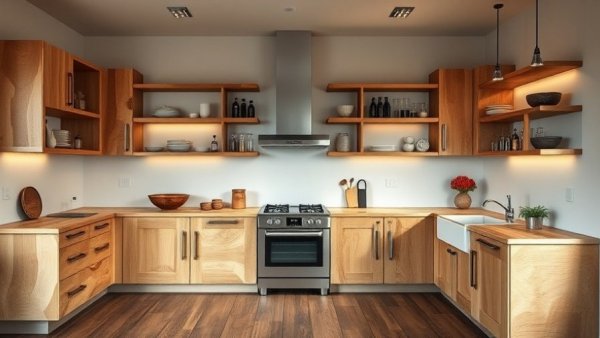 Minimalist sustainable kitchen design showcasing off-cut cabinets.