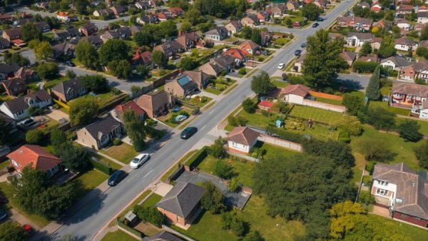 Aerial view of suburban homes illustrating FHA loan requirements.