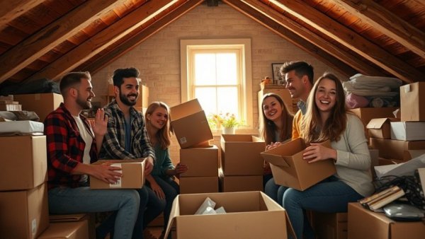 Young people organizing items in attic - things you never want to keep in the attic.