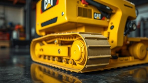 Close-up of Caterpillar compact utility loader track mechanism.