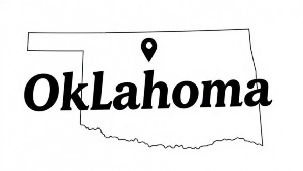 Minimalist outline of Oklahoma for Tahlequah Kickball League.