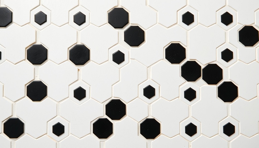 Hexagon tile installation for beginners with black accents.