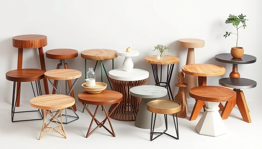 Assorted small accent tables for home decor in diverse styles.