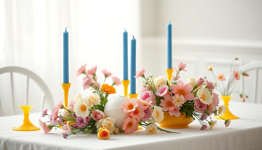 Elegant spring table with candles and flowers for spring decorating inspiration.