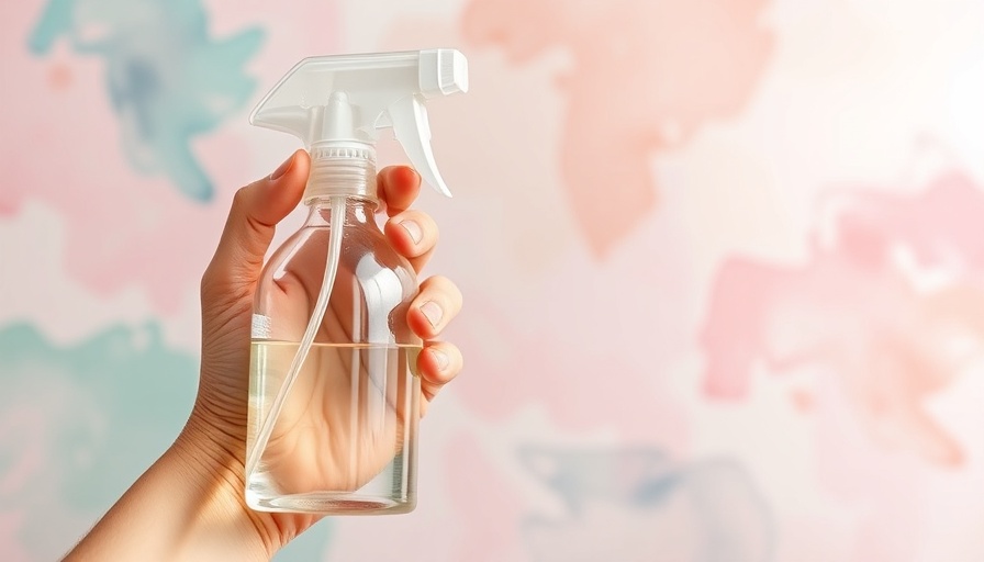 Clear spray bottle in hand labeled 'Glass' for easy homemade window cleaner.