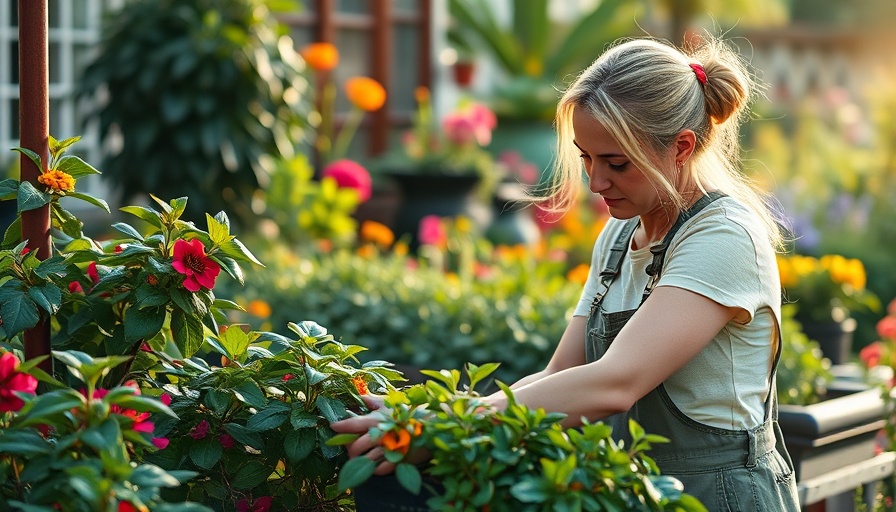 Woman providing premium landscape maintenance services in a garden.