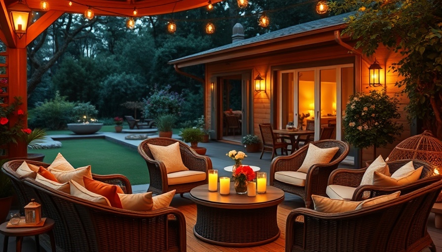 Elegant outdoor room with cozy wicker furniture under a wooden ceiling.