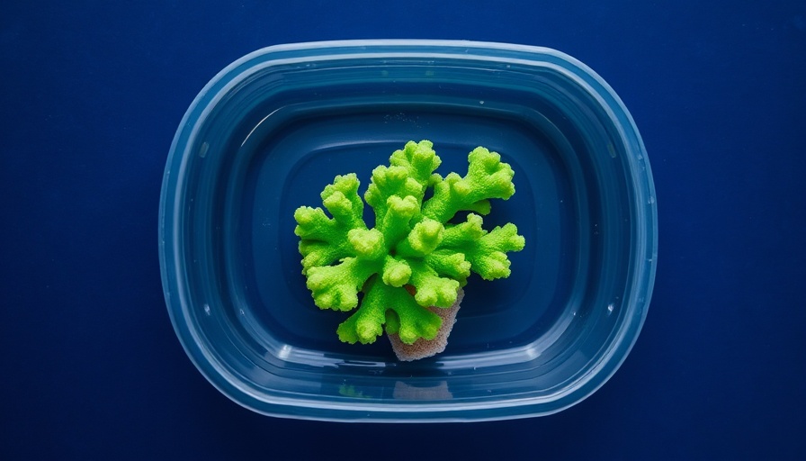 Aerial view of coral in water container, illustrating eBay bans sale of coral and fish.