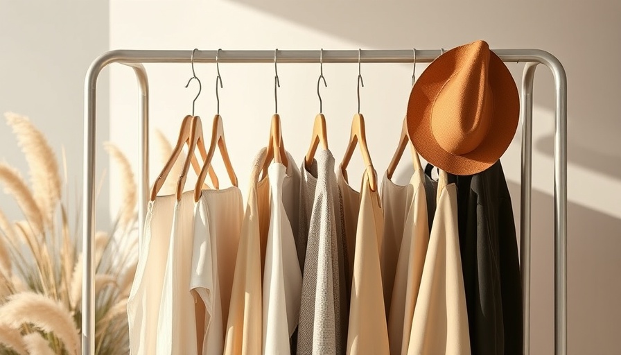 Minimalist smart clothing storage idea with clothes and hat on rack.