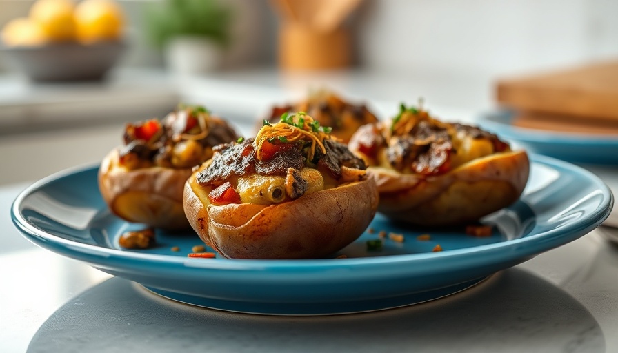 Best Smoked Stuffed Potato delicacies on a blue plate