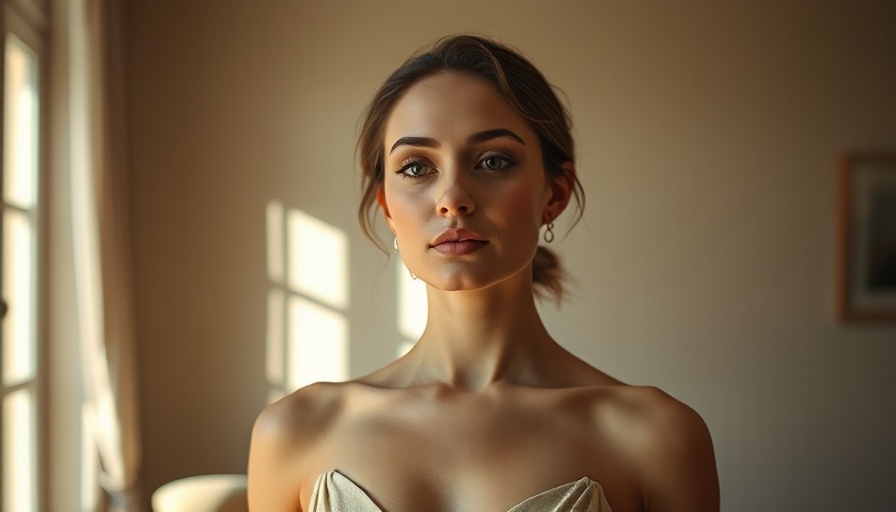 Elegant portrait of woman in warm softly lit room.