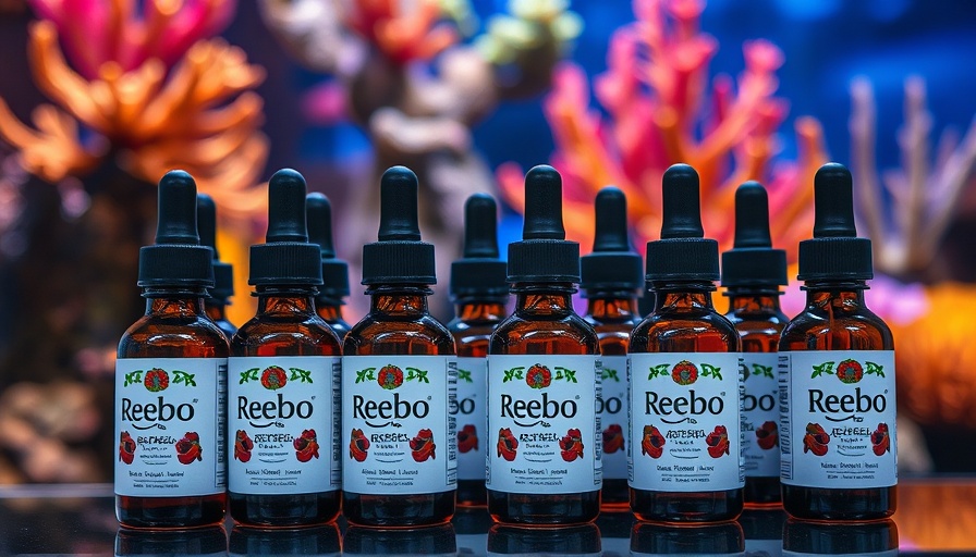 Reefcebo Home Maintenance Solution bottles in aquarium setting.