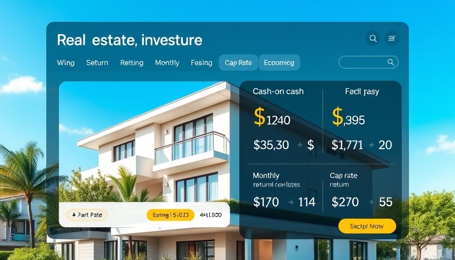 Real estate investment platform interface showcasing property metrics.