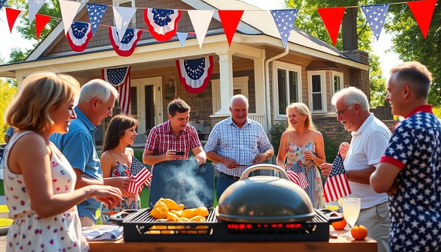 Feeding a Crowd on July 4th: vibrant backyard barbecue scene.