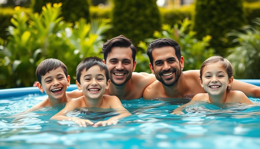 Joyful family in above-ground pool, best above-ground pools context