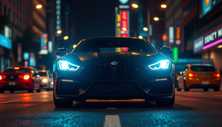Car with bright headlights at night, showcasing night vision capability.
