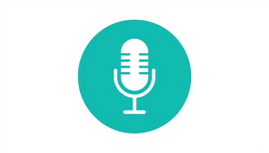 Minimalist microphone icon, teal circle, voice recording