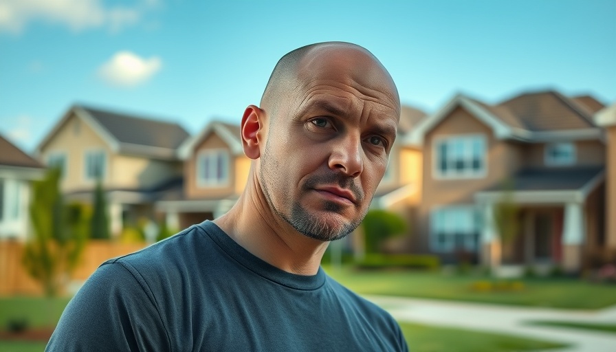 Thoughtful man pondering homebuying tips in suburban neighborhood.