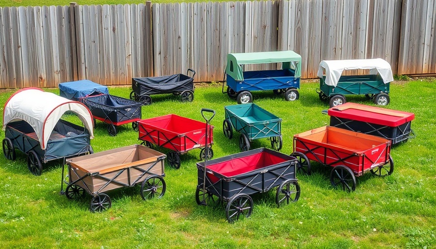 Variety of best folding wagons for homeowners on grass.