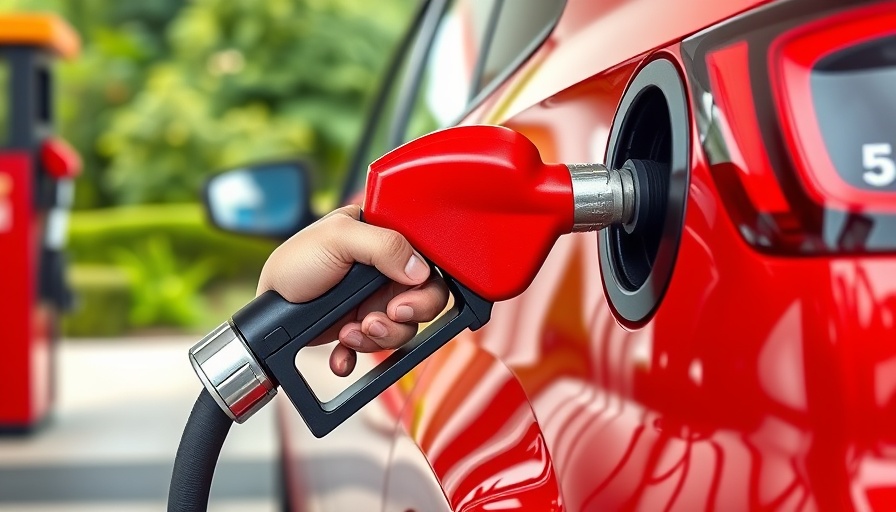 Hand refueling a red car at gas station, highlighting gas rewards programs.