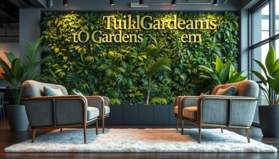 Tidal Gardens Open House seating area with green wall.