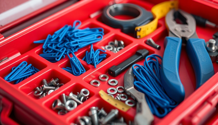 Using a paper clip in a toolbox for home repairs.