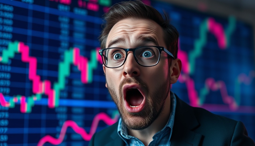 Mortgage applications jump 30% as shown by a surprised man with financial chart.