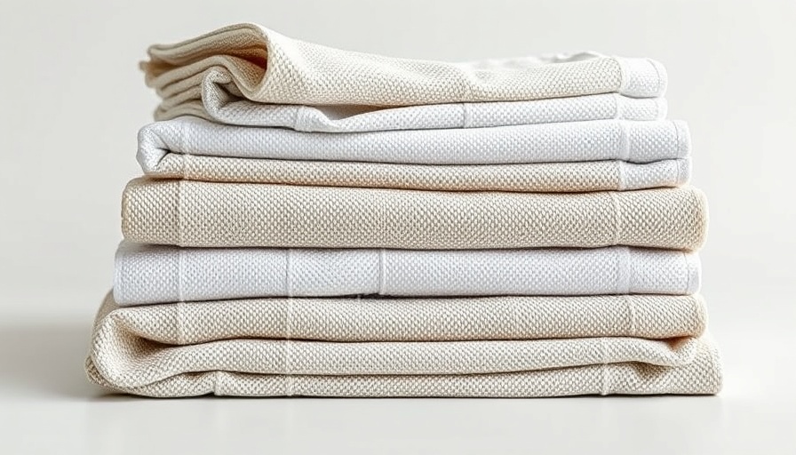 Neatly stacked vintage kitchen towels in a pile.