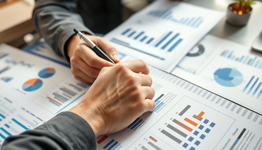 Hands analyzing single-family home metrics charts with a pen.