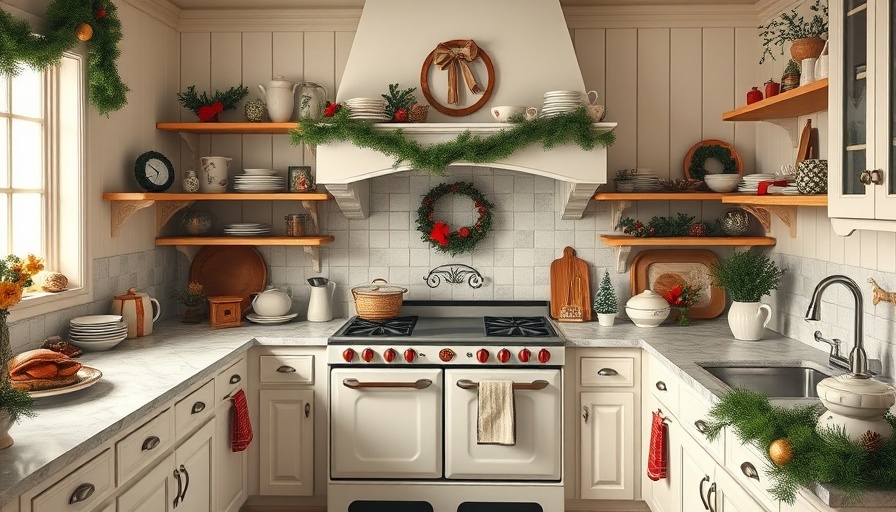 Cozy Home for the Holidays in vintage kitchen with festive decor.