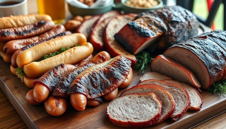 Appetizing Oktoberfest grill recipes including sausage, smoked meat, and roast.