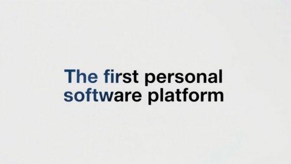 Minimalist design with text: 'The first personal software platform' for Wabi app creation.