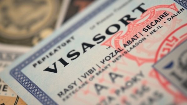 Close-up of passport visa page showing security details for Visa Holders International Travel.