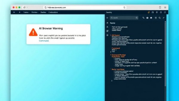 AI browser interface warning about prompt injection attacks.