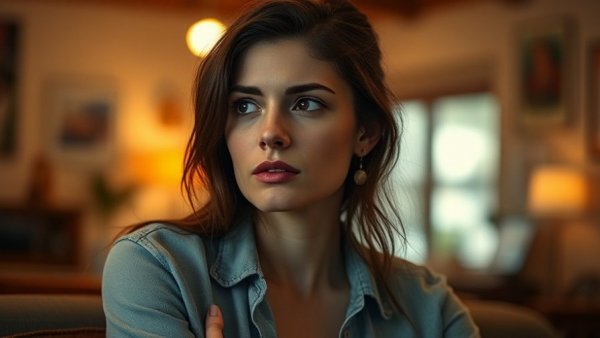 Woman attentively listening, cozy discussion setting, Thinking Machines Lab leadership changes.