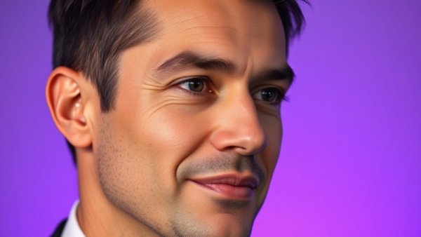 Contemplative man in formal attire with soft background.