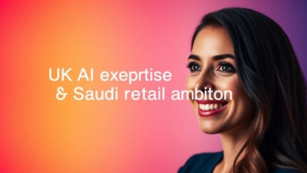 Gradient background and text about AI and Saudi retail.