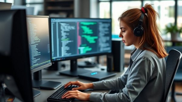 Focused programmer working on code, highlighting highest-paid tech jobs in 2026.